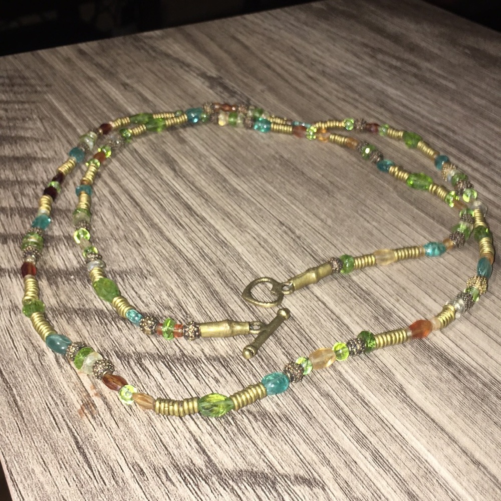 Necklace with stones faux gold